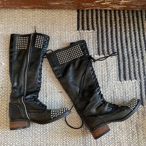 studded lace up combat boots